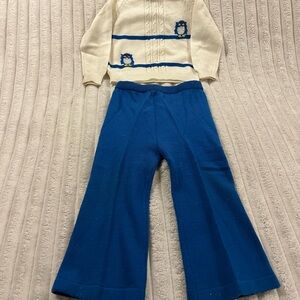 Macy's Cream Knit Sweater and Pants Toddler Vintage Outfit Size 18 Months